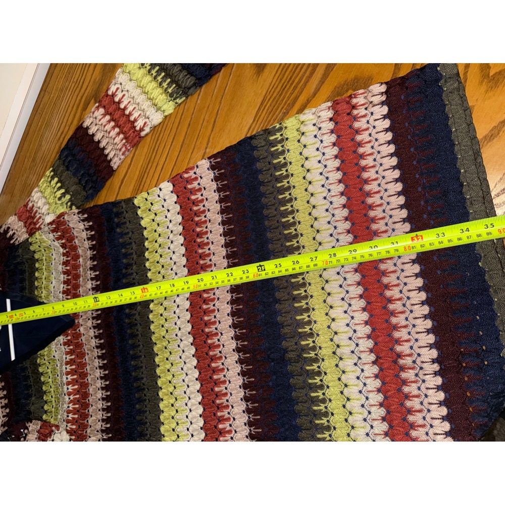 Ramy Brook Multi Color Striped Crochet Knit V-Neck Bell Sleeve Mini Dress Large - Picture 9 of 10